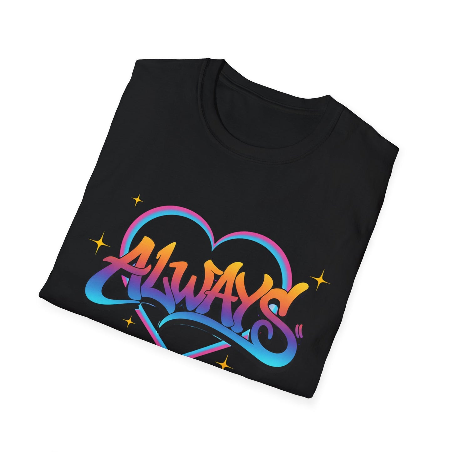 Always Love graffiti design T-Shirt | colorful script heart