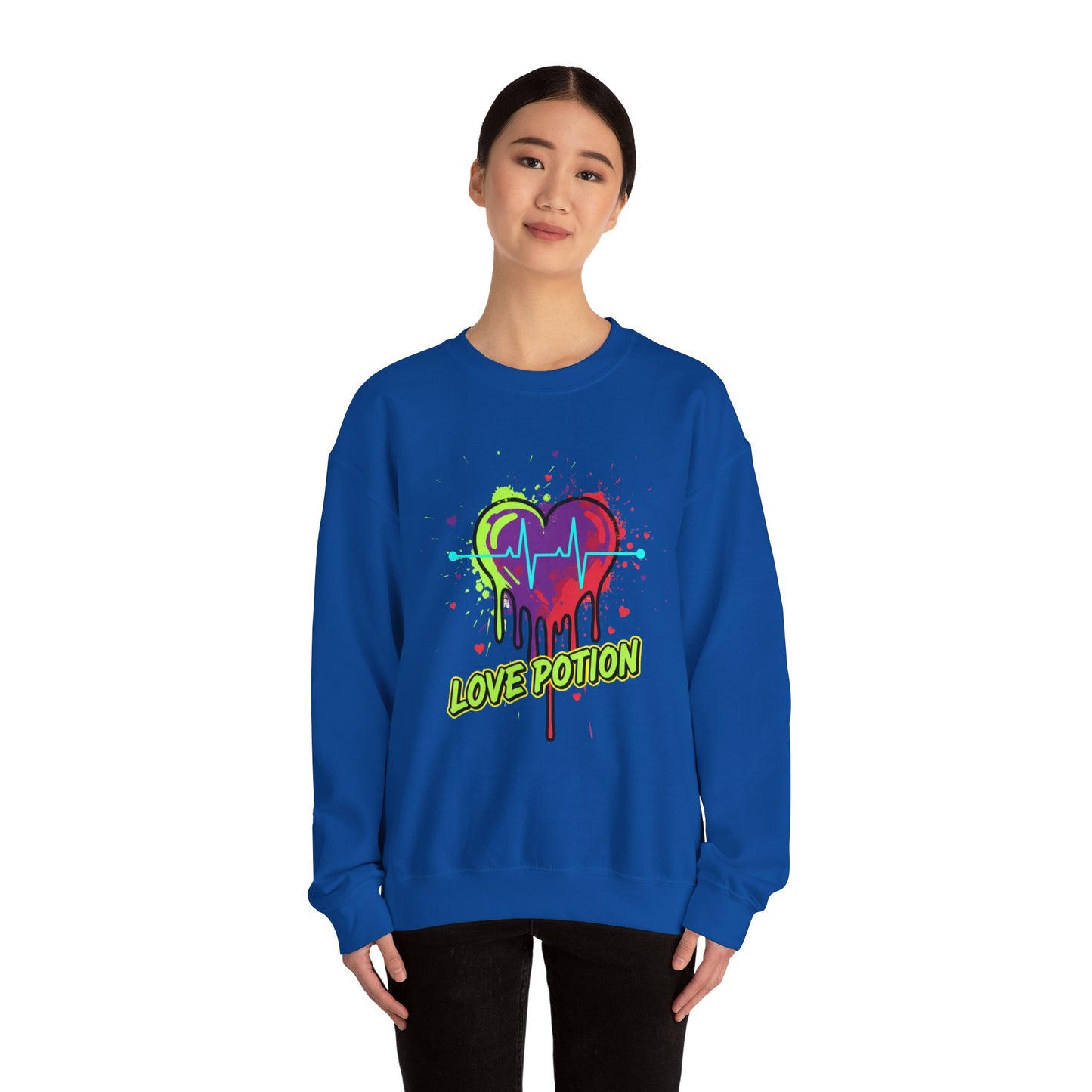 Neon Drip Heart Love Potion sweater | Vibrant EKG Graphic
