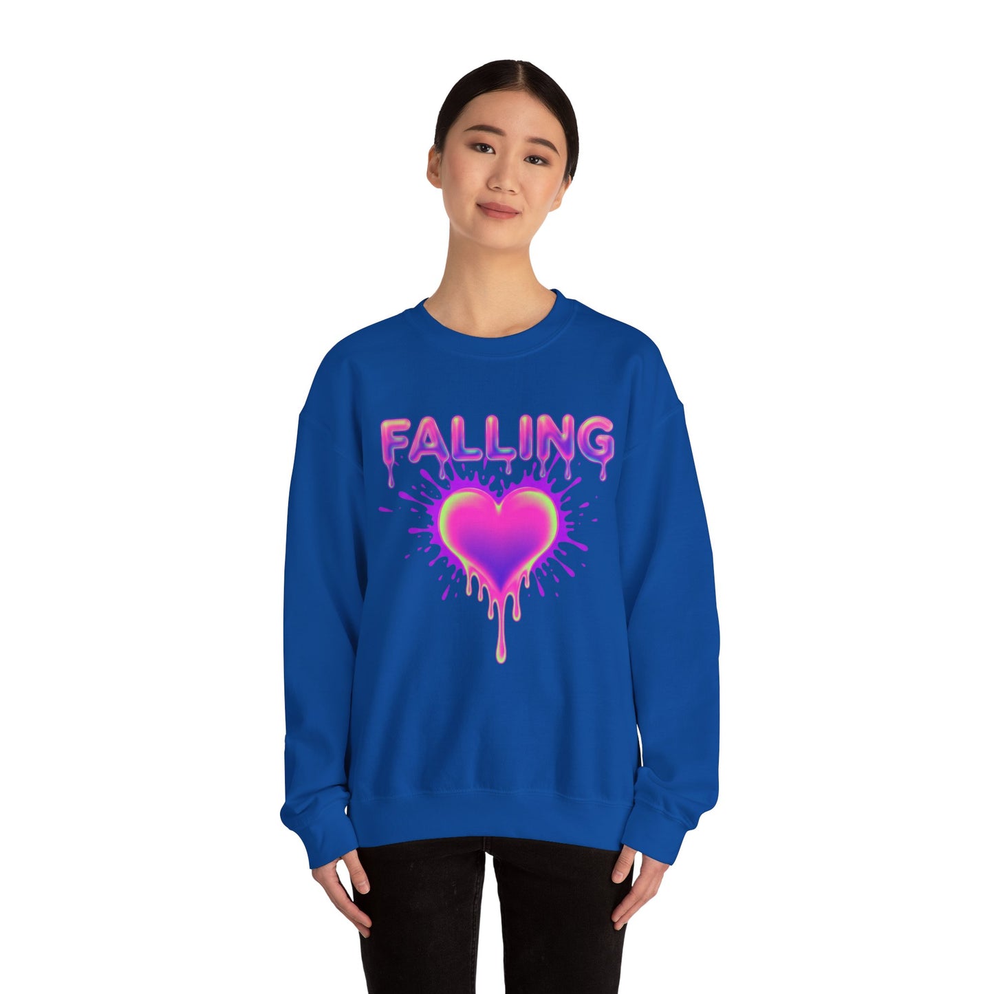 Falling Drip Heart Sweater | Neon Pink Purple Splash