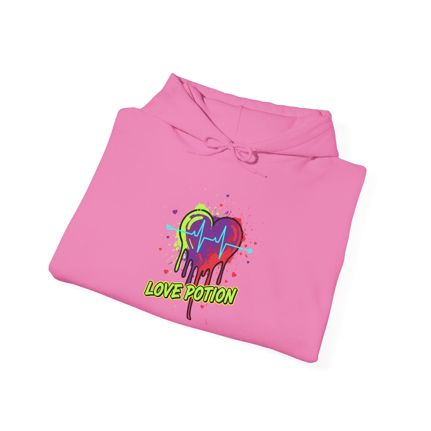 Neon Drip Heart Love Potion Hoodie | Vibrant EKG Graphic