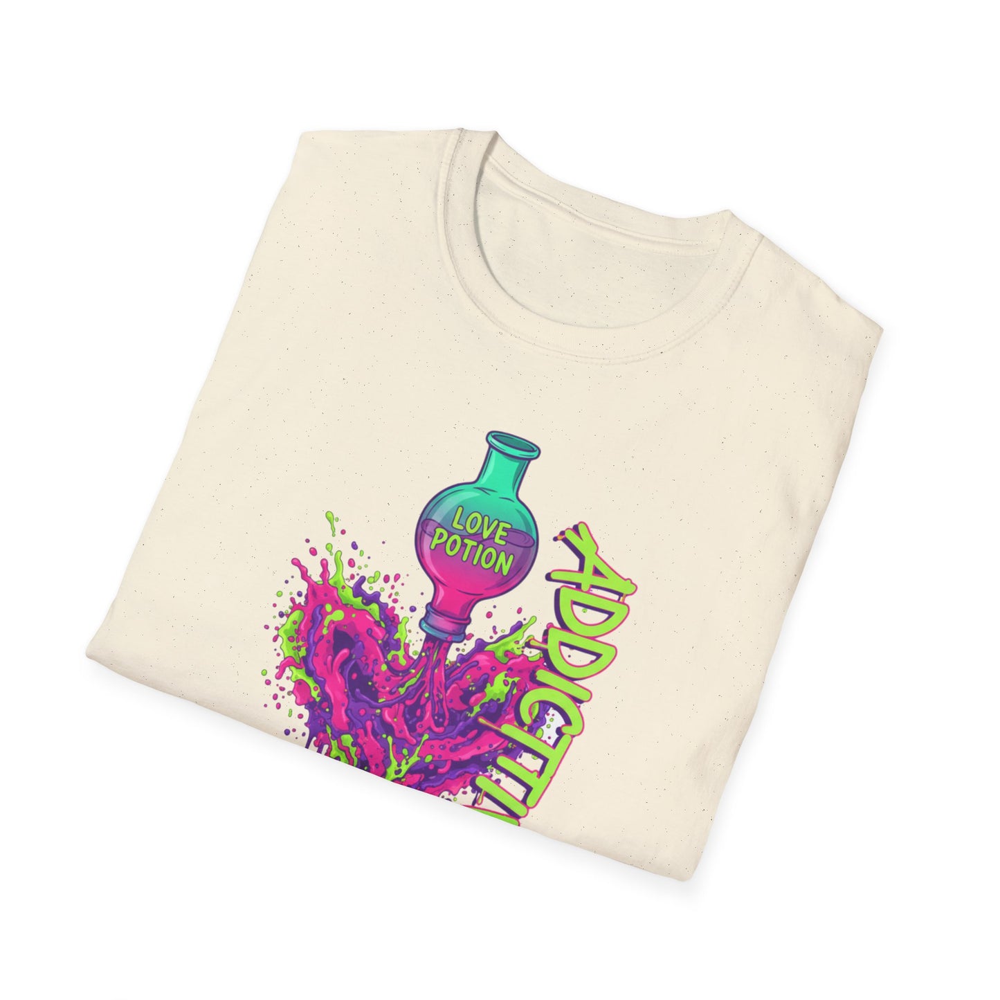 Love Potion Heart Splash T-Shirt | Addictive Neon Potion Design