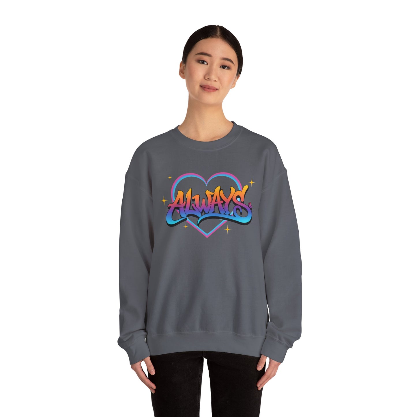 Always Love graffiti design Sweater | colorful script heart