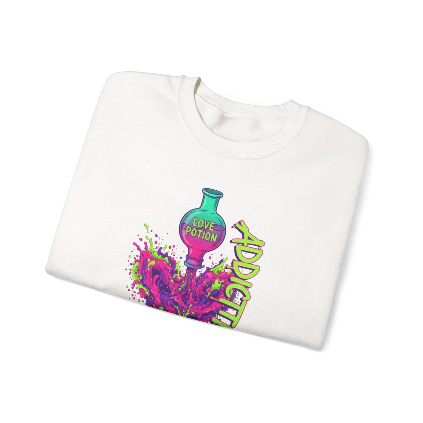 Love Potion Heart Splash Sweater | Addictive Neon Potion Design