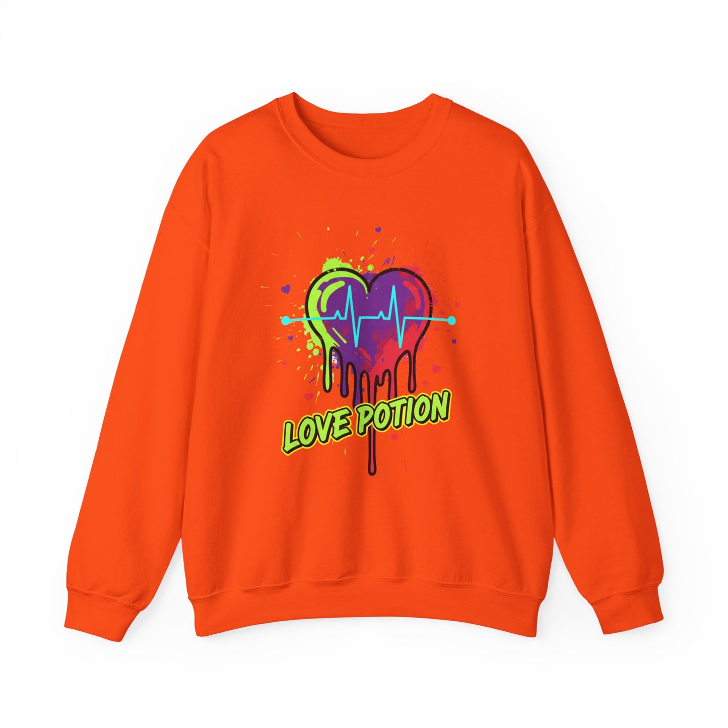 Neon Drip Heart Love Potion sweater | Vibrant EKG Graphic