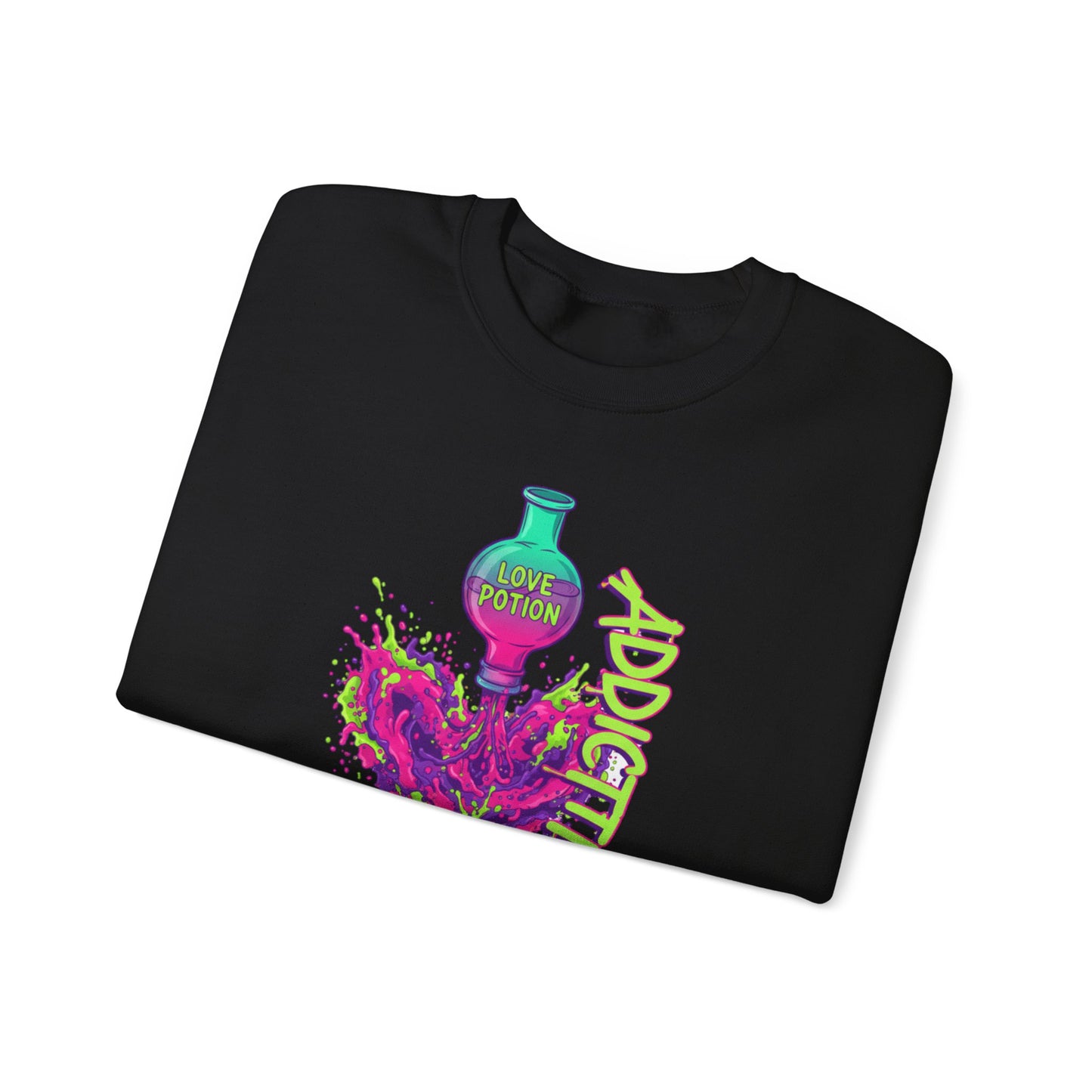 Love Potion Heart Splash Sweater | Addictive Neon Potion Design