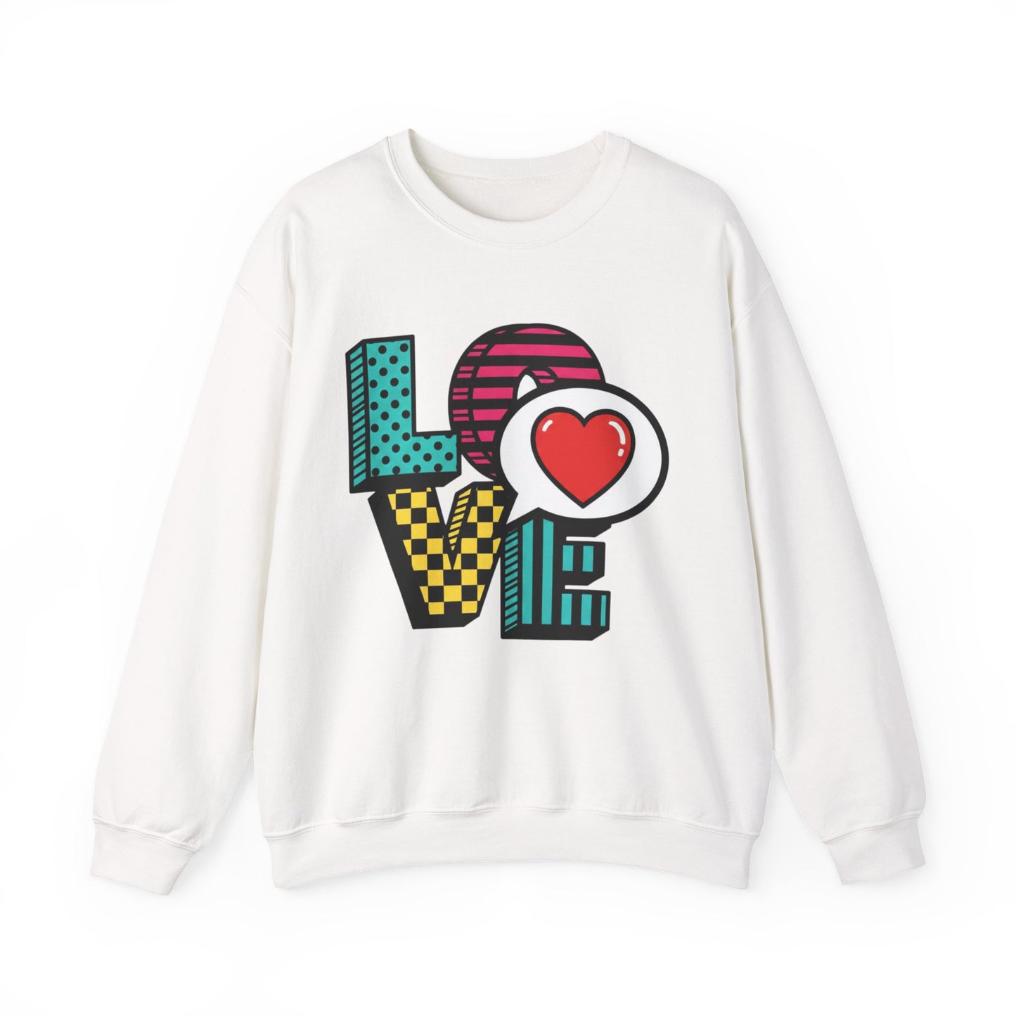 Pop Art LOVE Heart Sweater | Graphic Typography crewneck