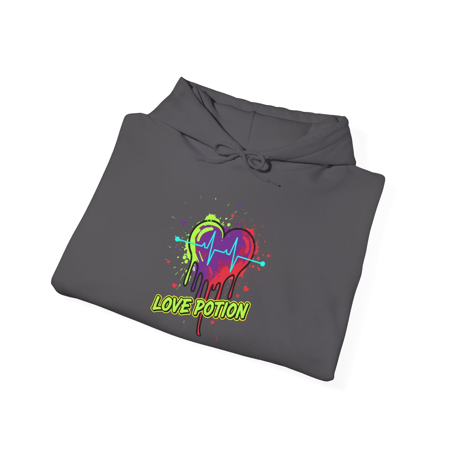 Neon Drip Heart Love Potion Hoodie | Vibrant EKG Graphic