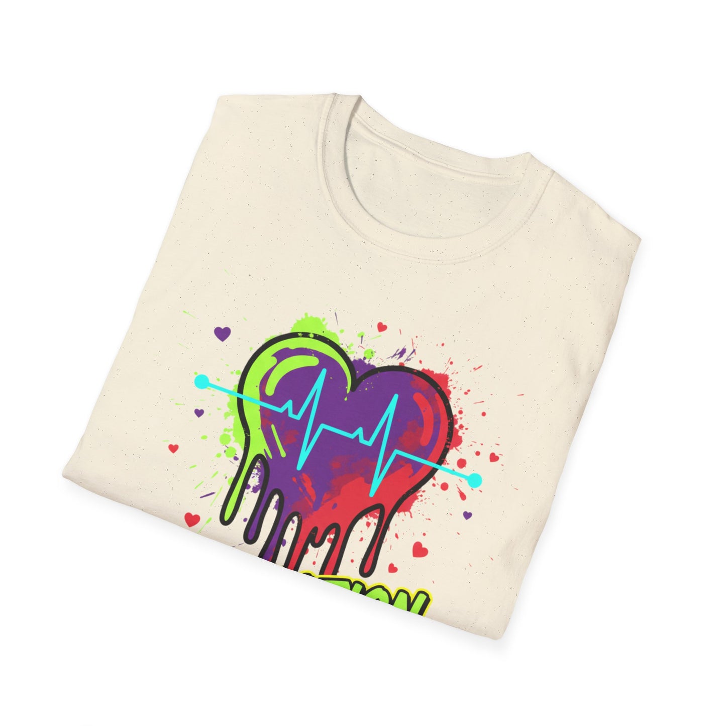 Neon Drip Heart Love Potion T-Shirt | Vibrant EKG Graphic
