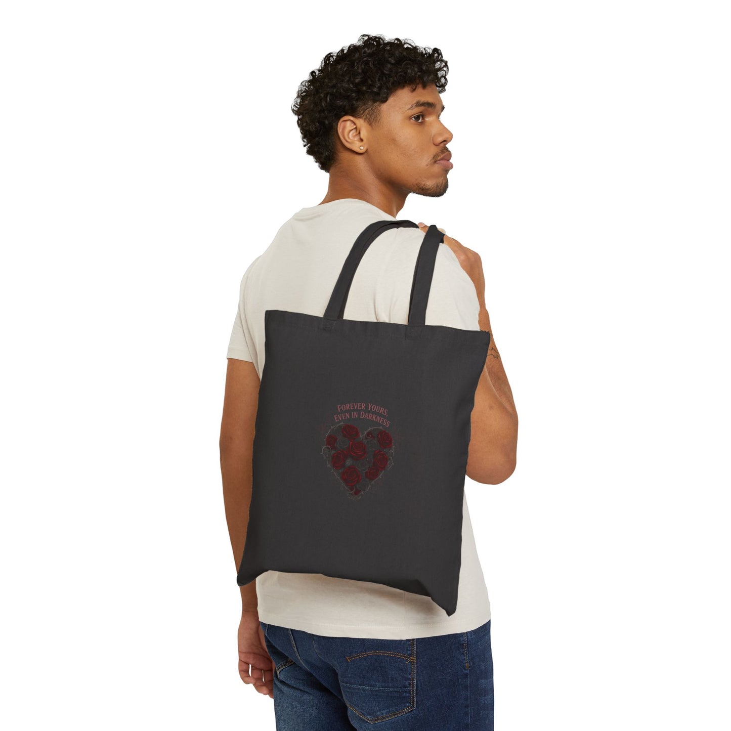 Dark Rose Heart Tote | goth valentine, emo love canvas tote