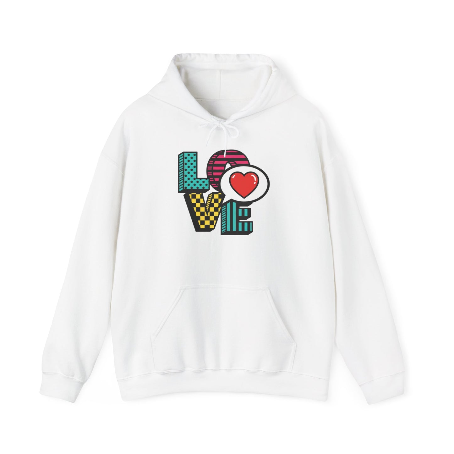 Pop Art LOVE Hoodie | Colorful Retro Heart Lettering
