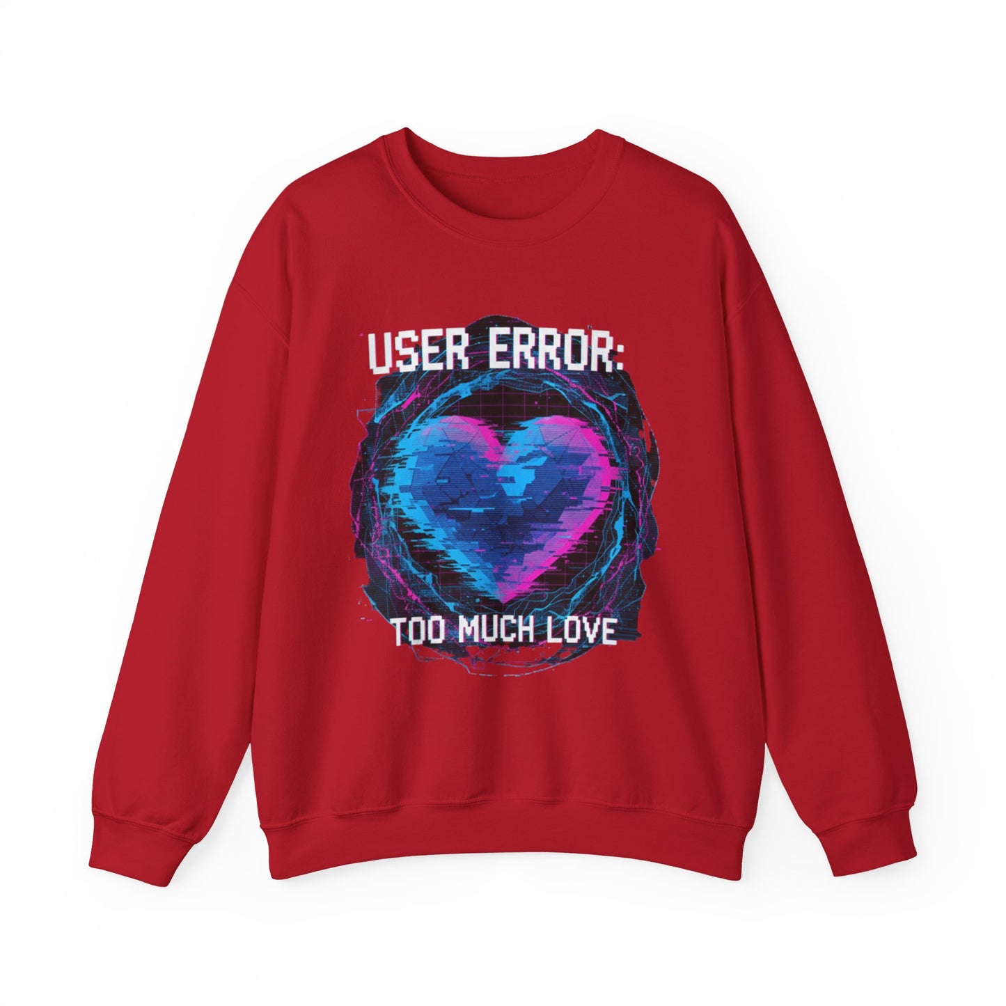 Glitch Heart Too Much Love Sweater | Vaporwave Retro Pixel Heart sweater