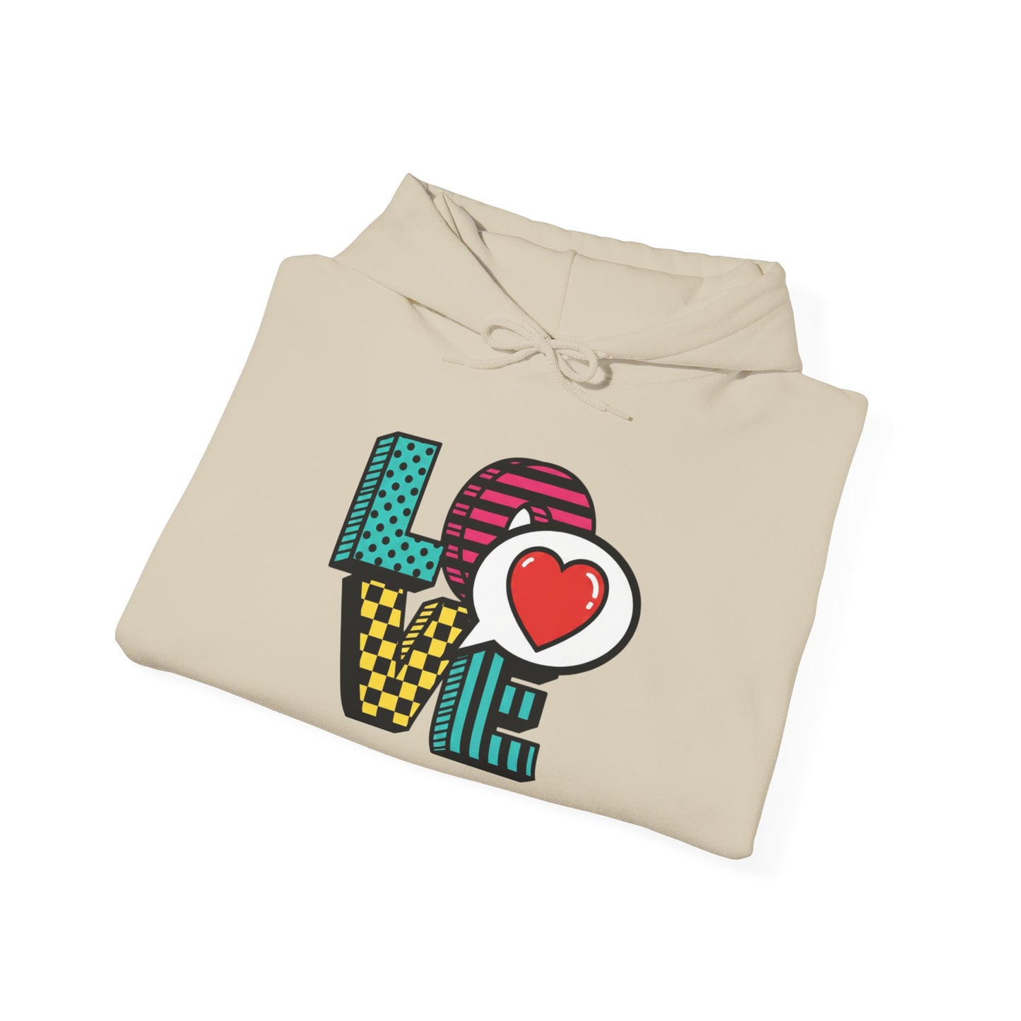 Pop Art LOVE Hoodie | Colorful Retro Heart Lettering