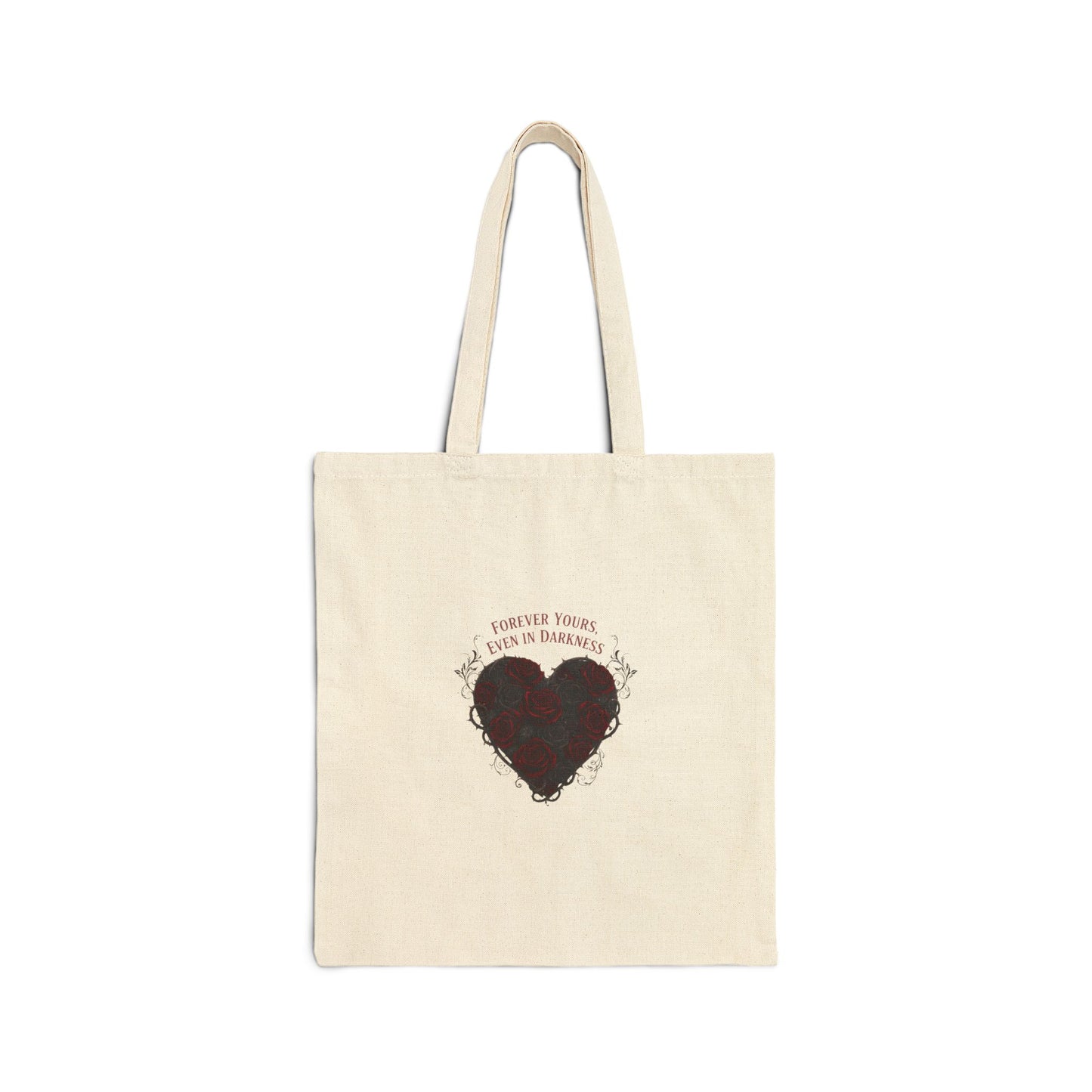 Dark Rose Heart Tote | goth valentine, emo love canvas tote