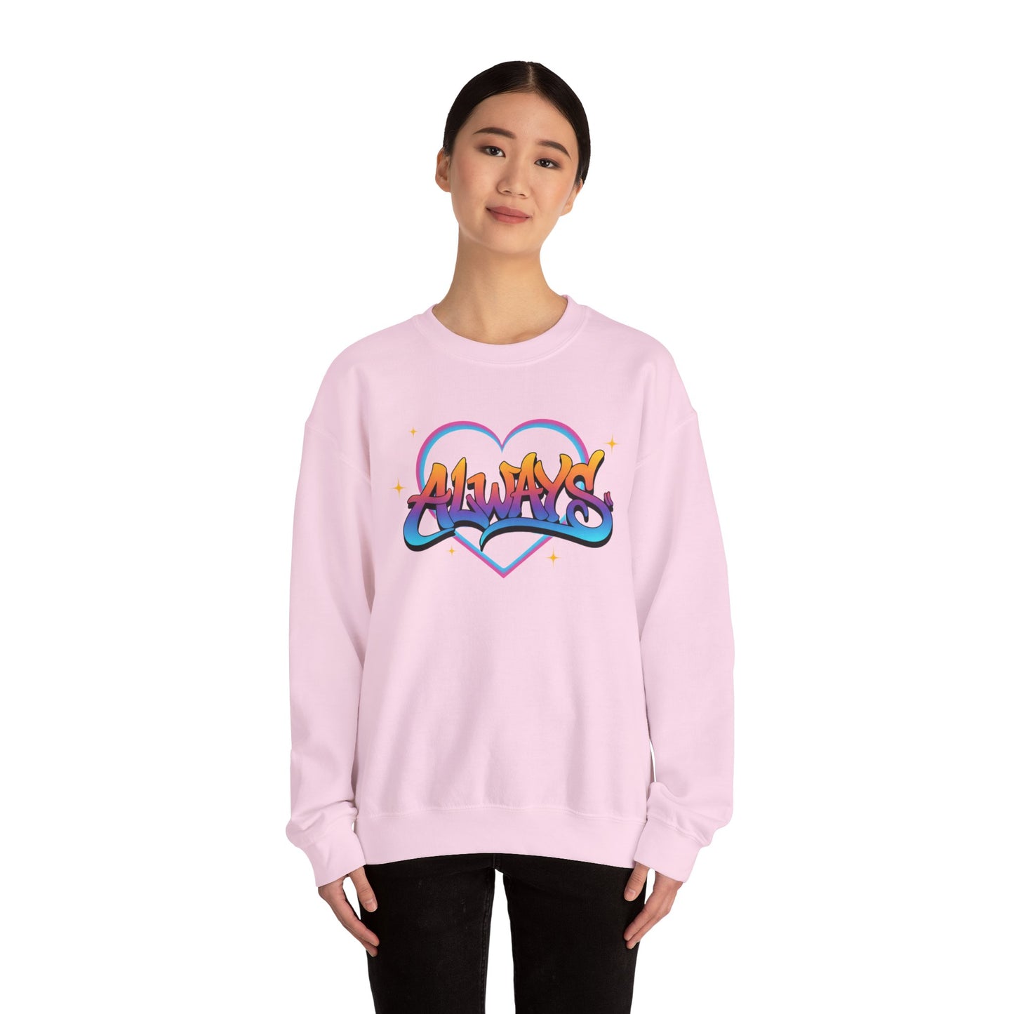 Always Love graffiti design Sweater | colorful script heart