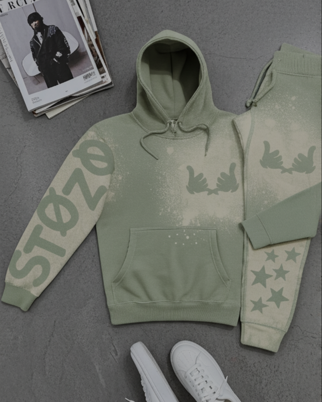 Stozo handstyled matching set in seafoam color