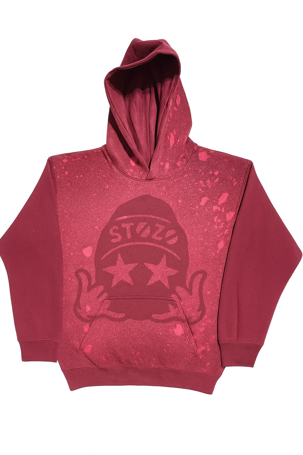 Youth STOZO hand-styled hoodie in Midnight Wine maroon color