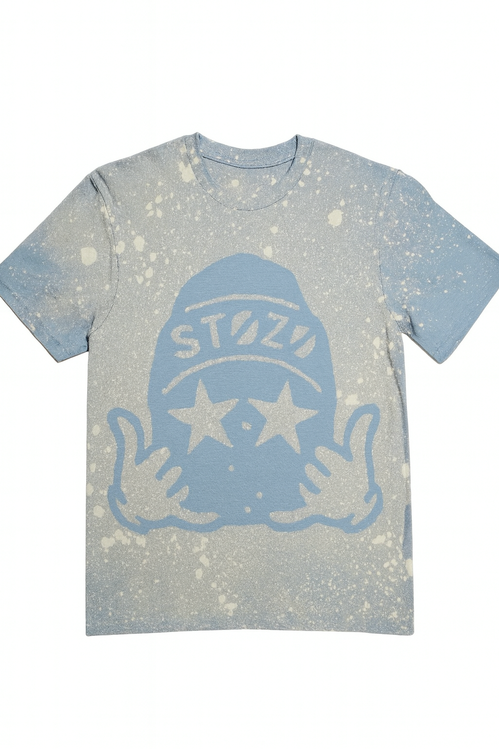 STOZO hand-styled t-shirt in Lunar Mist white color- front