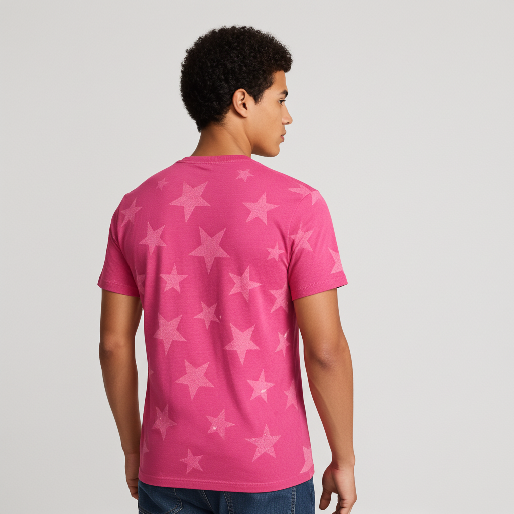 STOZO hand-styled t-shirt worn by male model - back view