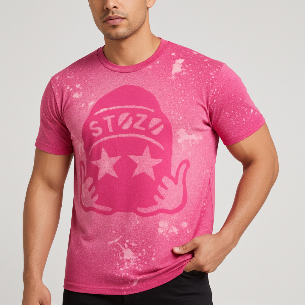 STOZO hand-styled t-shirt worn by male model - front view