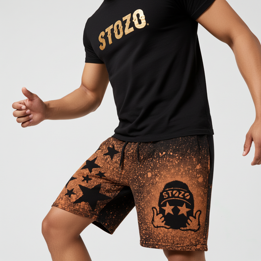 Stozo shorts on male model in obsidian night black